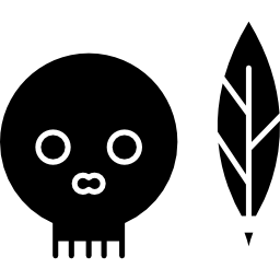 cráneo antiguo indio con una pluma icono