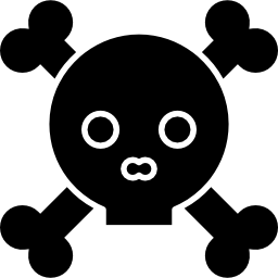 Skull with bones outline icon