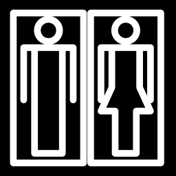 Female and male baths signals with woman and man outline shapes icon