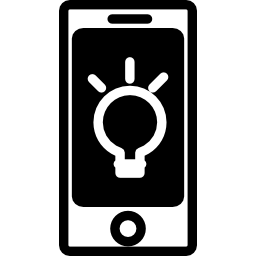 handy mit glühbirnen-symbol icon