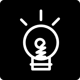 Light bulb doodle on a square black background icon