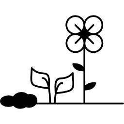Flowers and plants on soil icon