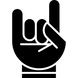 Hand with white outline forming a rock on symbol icon