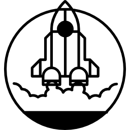 esquema de nave espacial en posición de lanzamiento icono