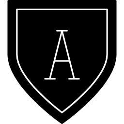forma de escudo con letra a icono