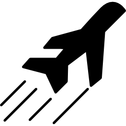 Airplane side view in flight icon