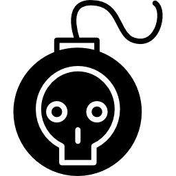 Bomb with skull outline icon