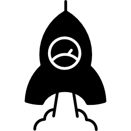 Space ship silhouette with speedometer launching icon