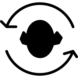 pijlen koppelen rond een hoofdsilhouet icoon