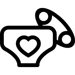 Diaper with a heart and a safety pin icon