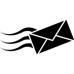Envelope black rotated shape with three tails icon