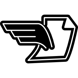 Folded document with wings icon