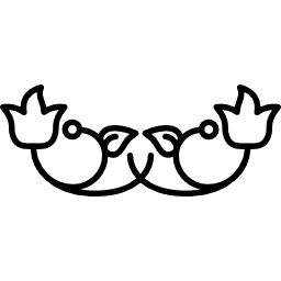 kwiatowy wzór z dwoma kwiatami po bokach i gałęziami zakrzywionymi liniami pośrodku ikona