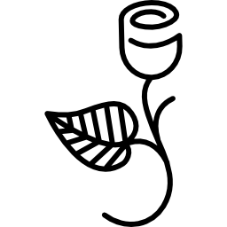 Rose outline with branch and a leaf icon