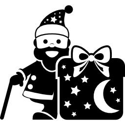 weihnachtsmann mit einer großen geschenkbox icon