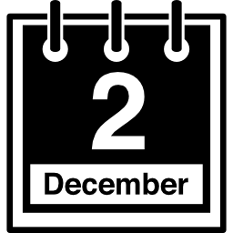 página de calendario diario de pared en 2 de diciembre icono