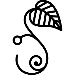 Floral design of one leaf on a curved line of branch icon