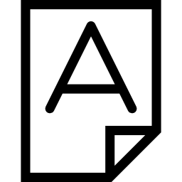 tekstpagina met grote gedrukte letter a en één gevouwen hoek icoon