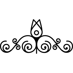 bloemmotieven met één bloem bovenop spiralen in symmetrie icoon