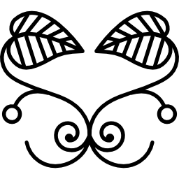 Floral symmetric design with two leaves icon