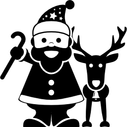 Рождественский Санта-Клаус с оленями рядом иконка