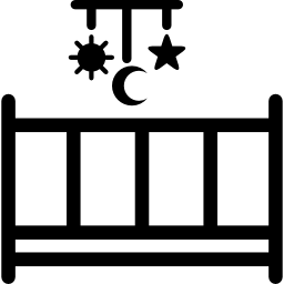 日月と星の形をした移動玩具付きベビーベッド icon
