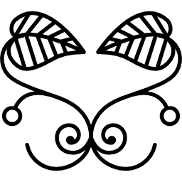 bloemdessin met twee bladeren in symmetrie op dunne takken icoon