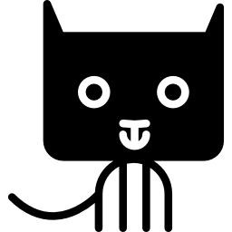 Cat cartoon of rectangular rounded head icon