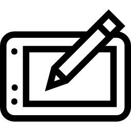 kontury tabletu i ołówka ikona
