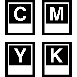 papelería con letras cmyk icono