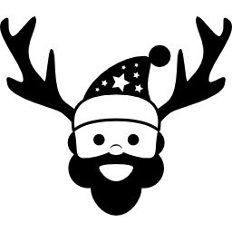 Santa Claus head with reindeer horns couple icon