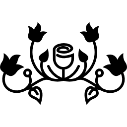 꽃과 가지 라인에 나뭇잎의 꽃 디자인 icon