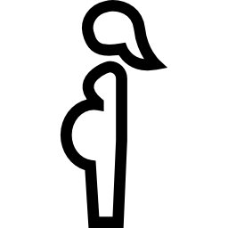 mujer embarazada, contorneado, vista lateral icono