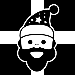 Santa head in front of four squares icon