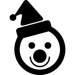 Snowman head with a bonnet and a clown nose icon