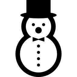 pupazzo di neve con cappello elegante e fiocco icona