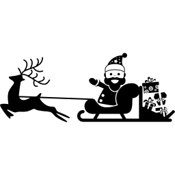 Santa Claus on his sled carried by a reindeer icon