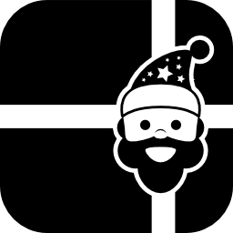 Christmas gift with ribbon and Santa Claus head on it icon