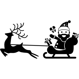Santa Claus travelling on his sled icon