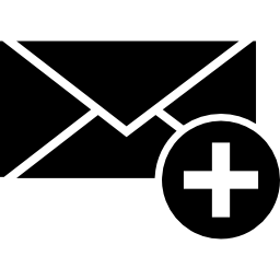 Envelope silhouette with add button icon