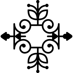덩굴과 잎 개요와 꽃 디자인 icon