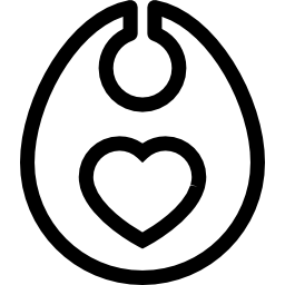 Baby bib with heart outline icon