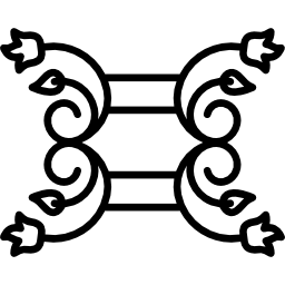 花のデザインの輪郭と葉 icon