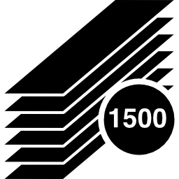 1500 printed long papers stack icon