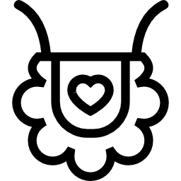 Baby bib outline with heart shape icon
