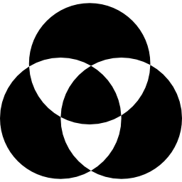 cirkels die zwart en wit overlappen icoon