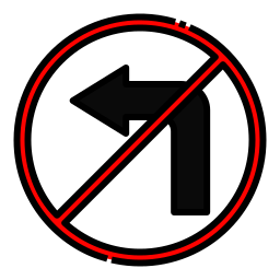 No turn left icon