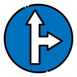 Go straight or right icon