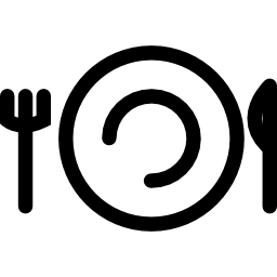Fork, knife and plate outline icon