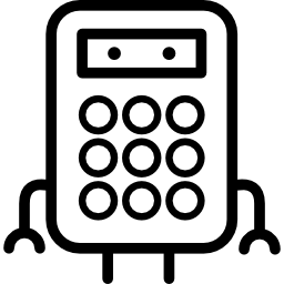 Cute calculator with eyes arms and legs icon
